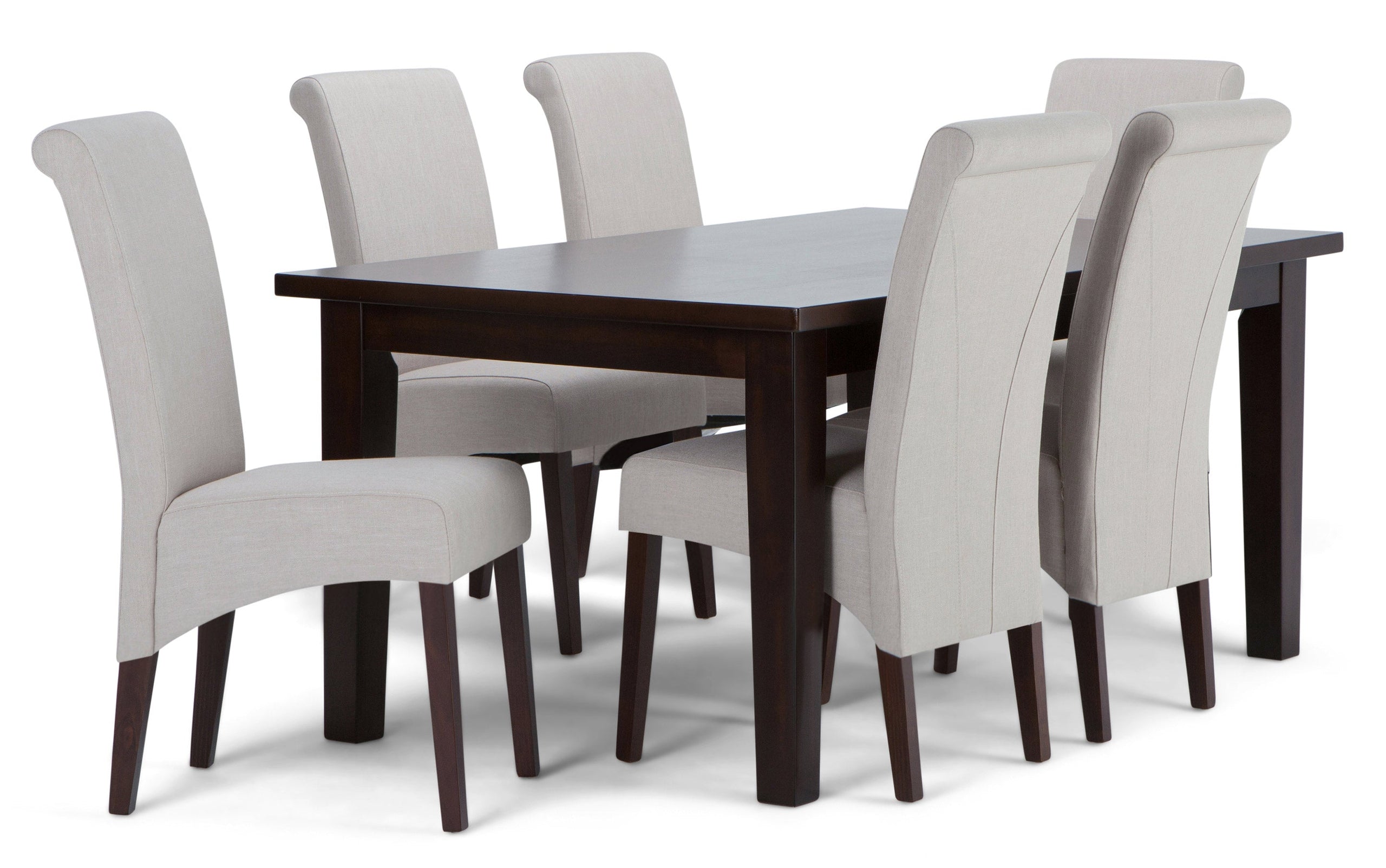 Light Beige Vegan Leather | Avalon / Eastwood 7 Pc Dining Set