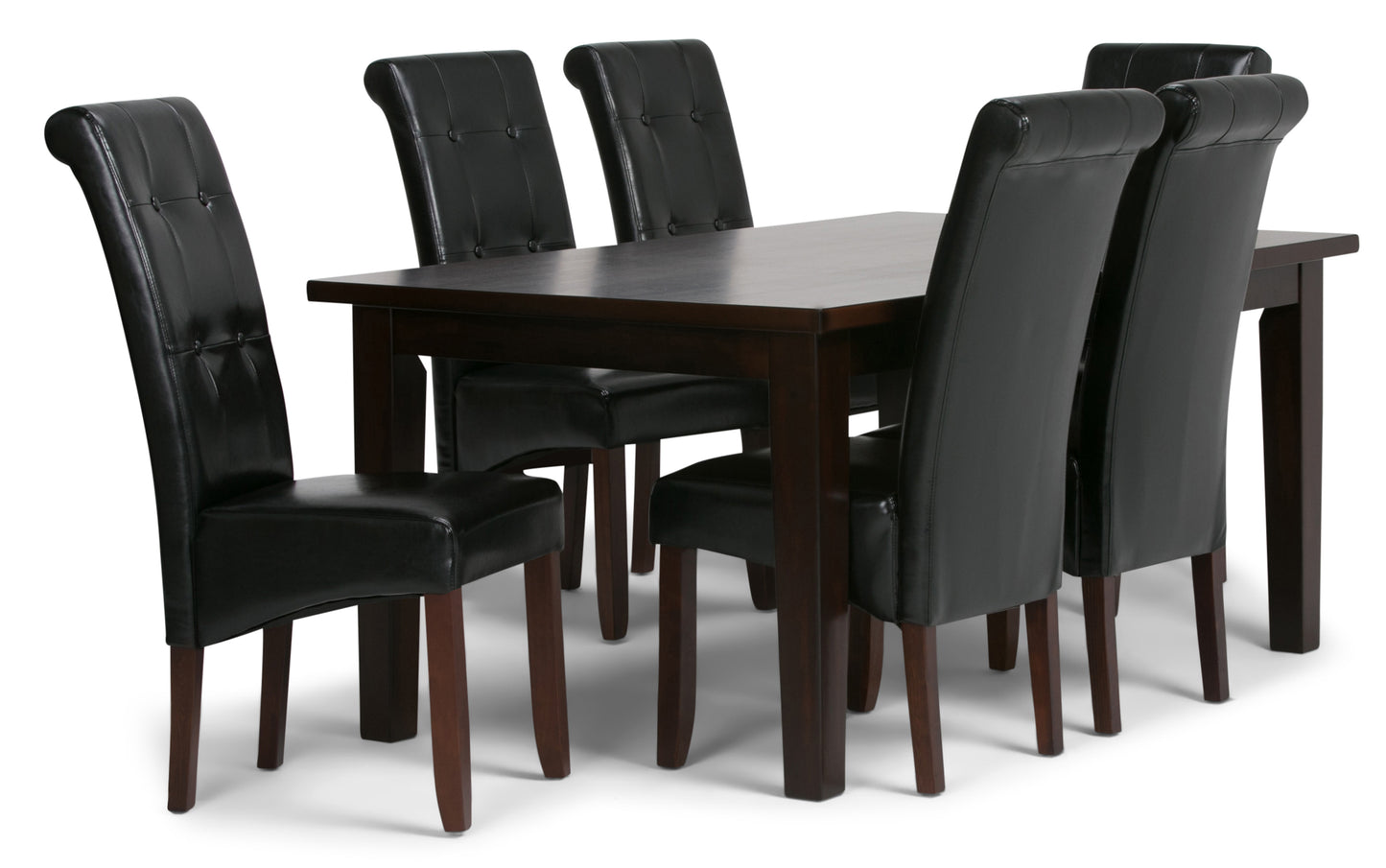 Midnight Black Vegan Leather | Cosmopolitan Large 7 piece Dining Set