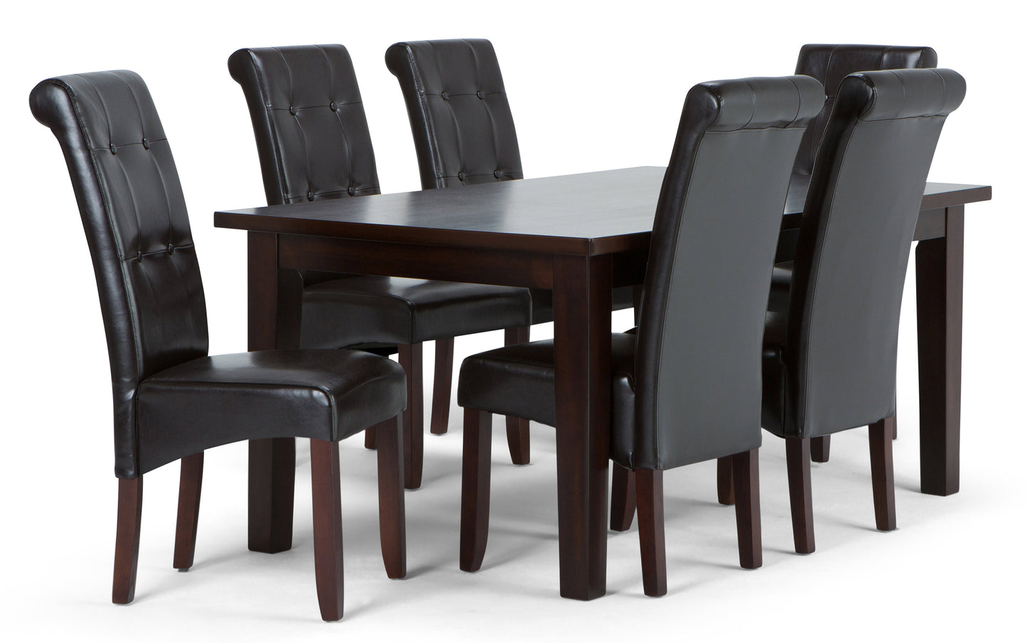 Tanners Brown Vegan Leather | Cosmopolitan Large 7 piece Dining Set