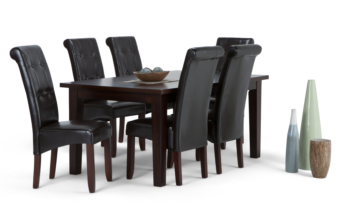 Tanners Brown Vegan Leather | Cosmopolitan Large 7 piece Dining Set