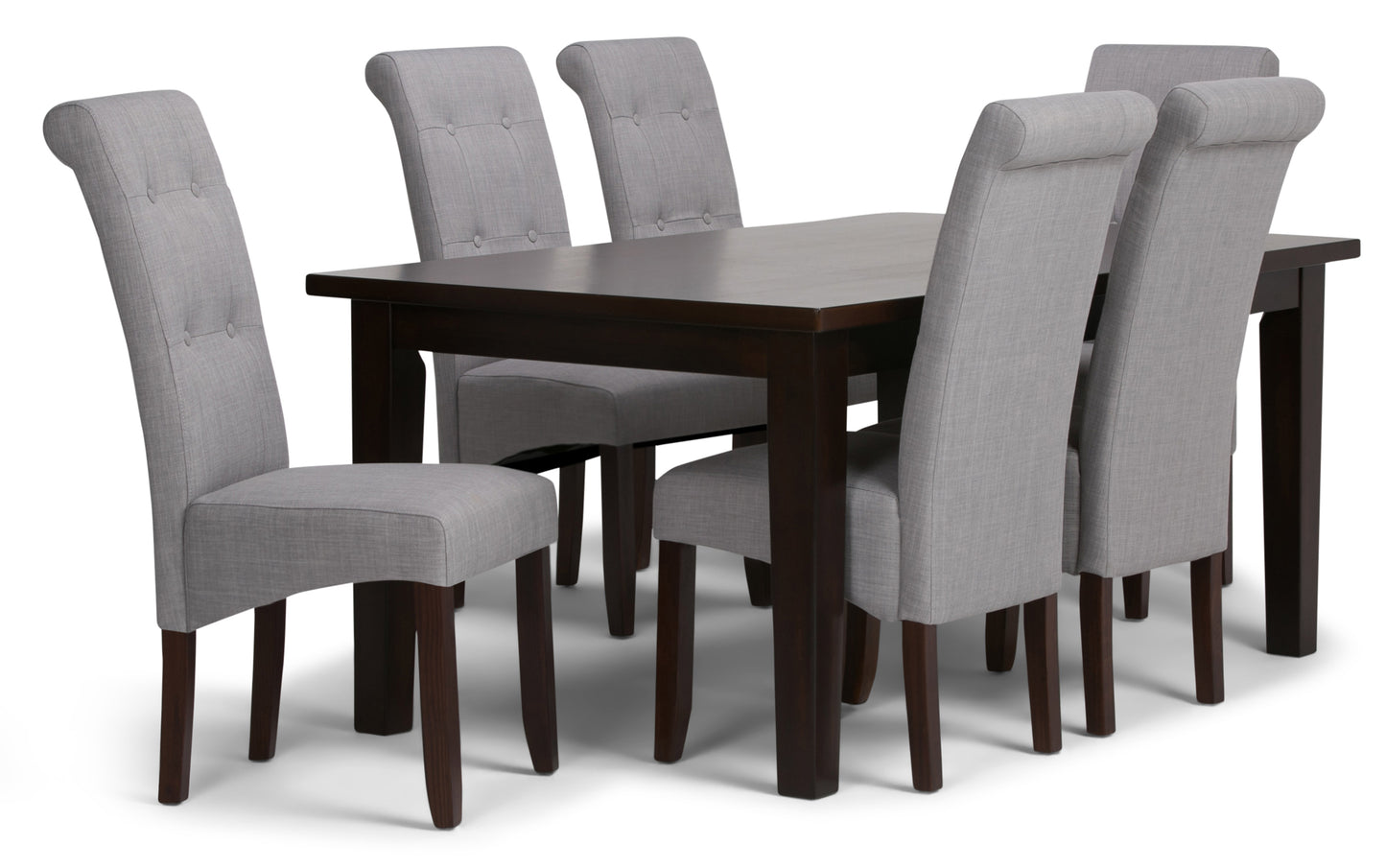 Dove Grey Linen Style Fabric | Cosmopolitan Large 7 piece Dining Set