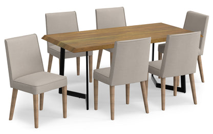 Natural Linen Style Fabric | Bartow / Watkins 7 Piece Dining Set