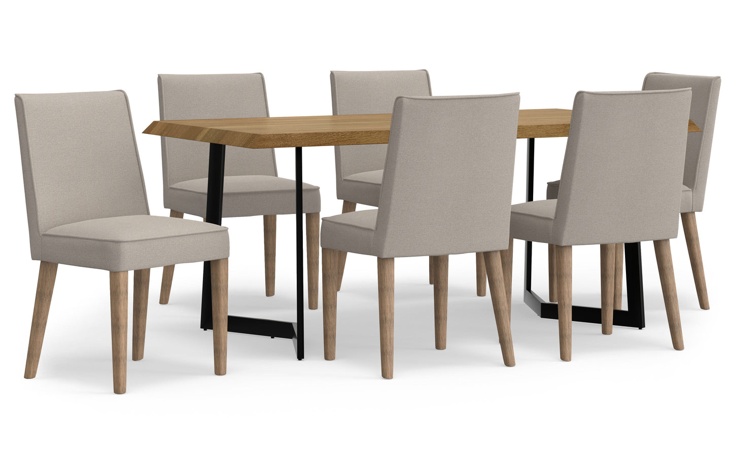 Natural Linen Style Fabric | Bartow / Watkins 7 Piece Dining Set