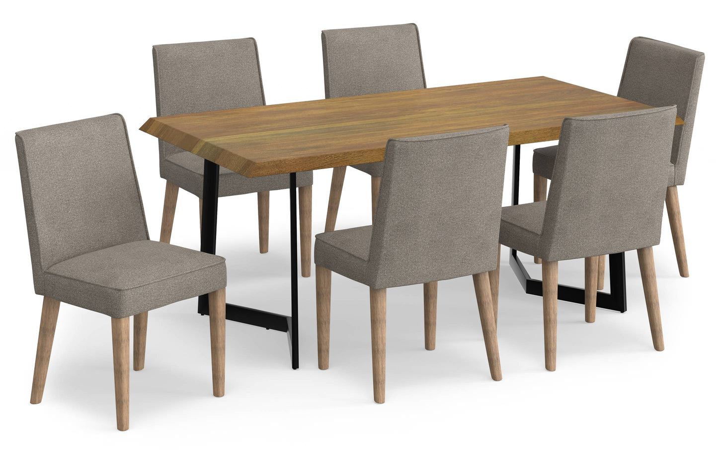 Taupe Linen Style Fabric | Bartow / Watkins 7 Piece Dining Set