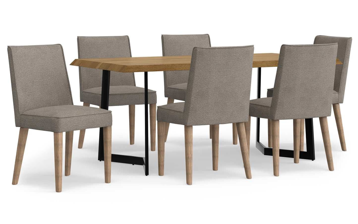 Taupe Linen Style Fabric | Bartow / Watkins 7 Piece Dining Set