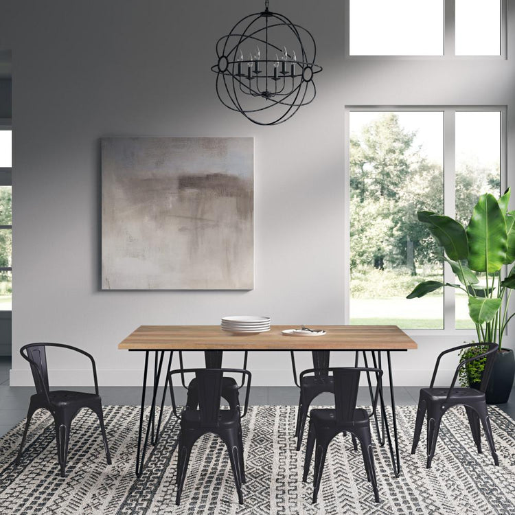 Distressed Black and Silver | Larkin III 7 Piece Dining Set 