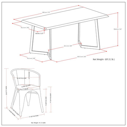 Larkin IV 7 Piece Dining Set - Distressed Black and Silver