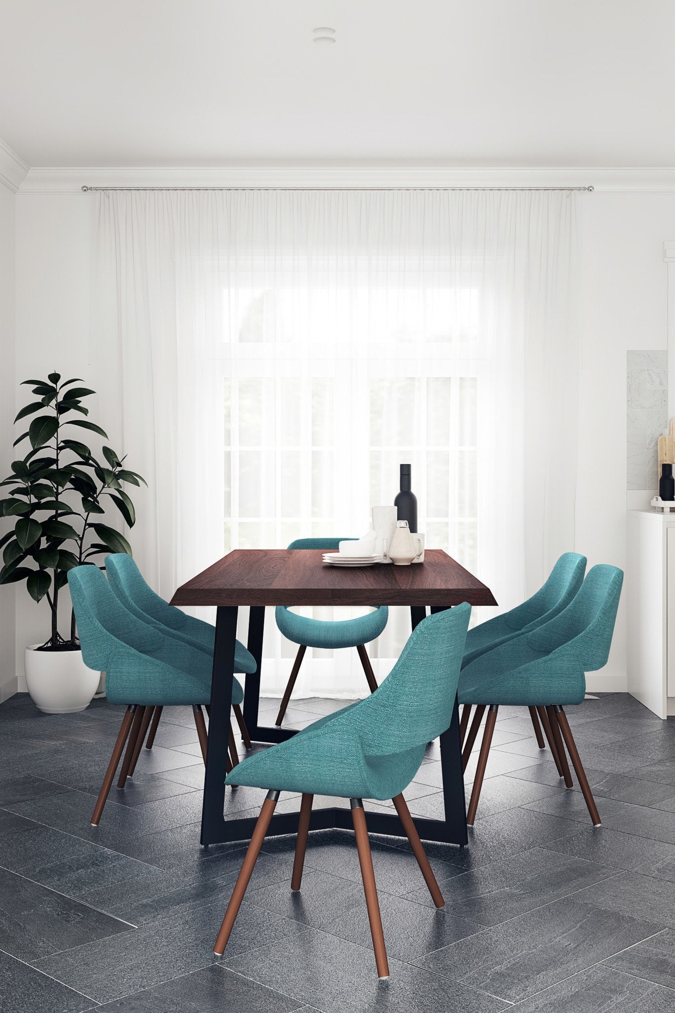 Turquoise Blue | Malden / Watkins 7 Pc Dining Set