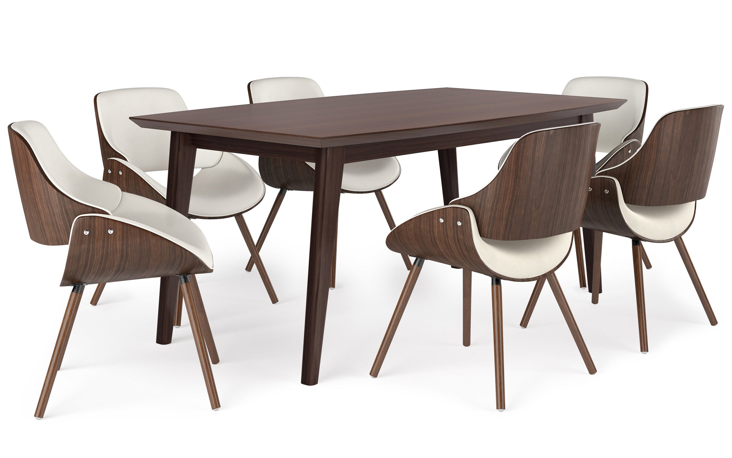 Cream Vegan Leather | Malden / Draper 7 Piece Dining Set