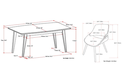 Denim Blue With Woodback | Malden V 7 Piece Dining Set