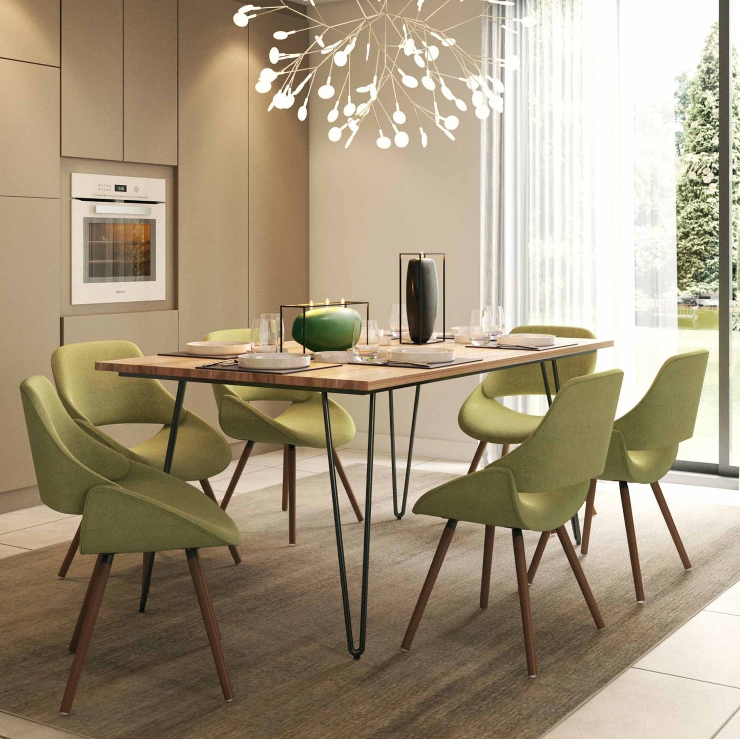 Acid Green Woven Fabric | Malden IV 7 Piece Dining Set