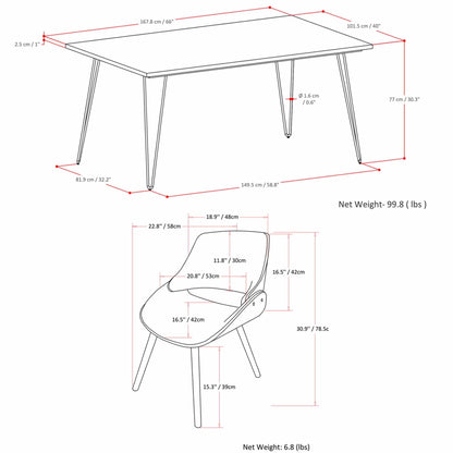 Grey and Natural Woven Fabric | Malden IV 7 Piece Dining Set