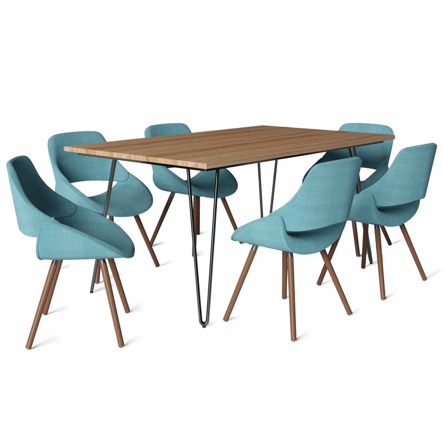 Turquoise Blue Woven Fabric | Malden IV 7 Piece Dining Set