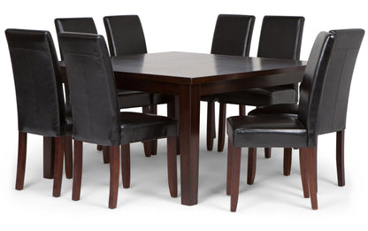 Midnight Black Vegan Leather | Acadian 9 Piece Dining Set