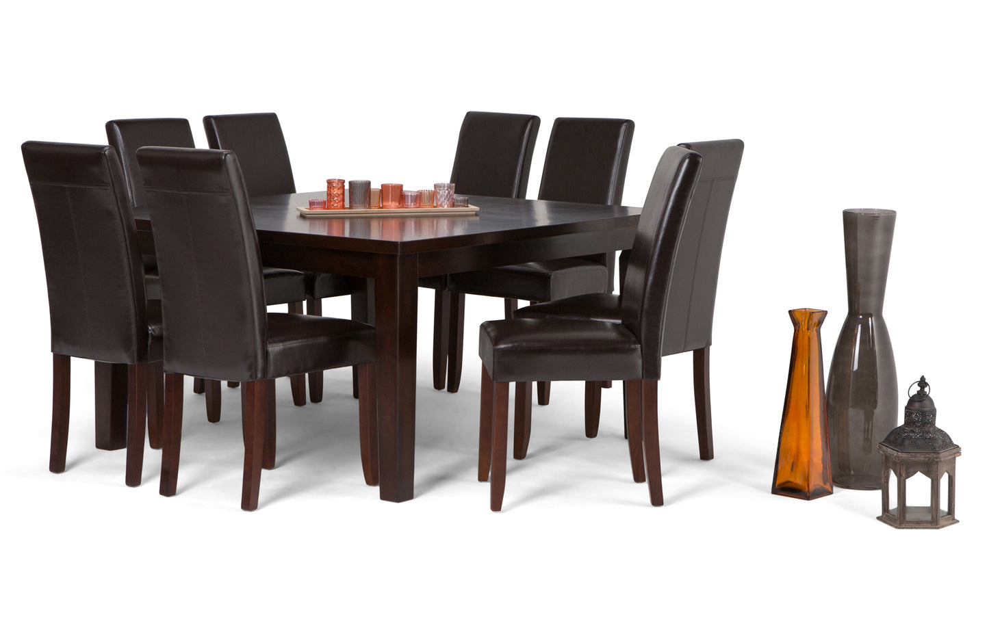 Tanners Brown Vegan Leather | Acadian 9 Piece Dining Set