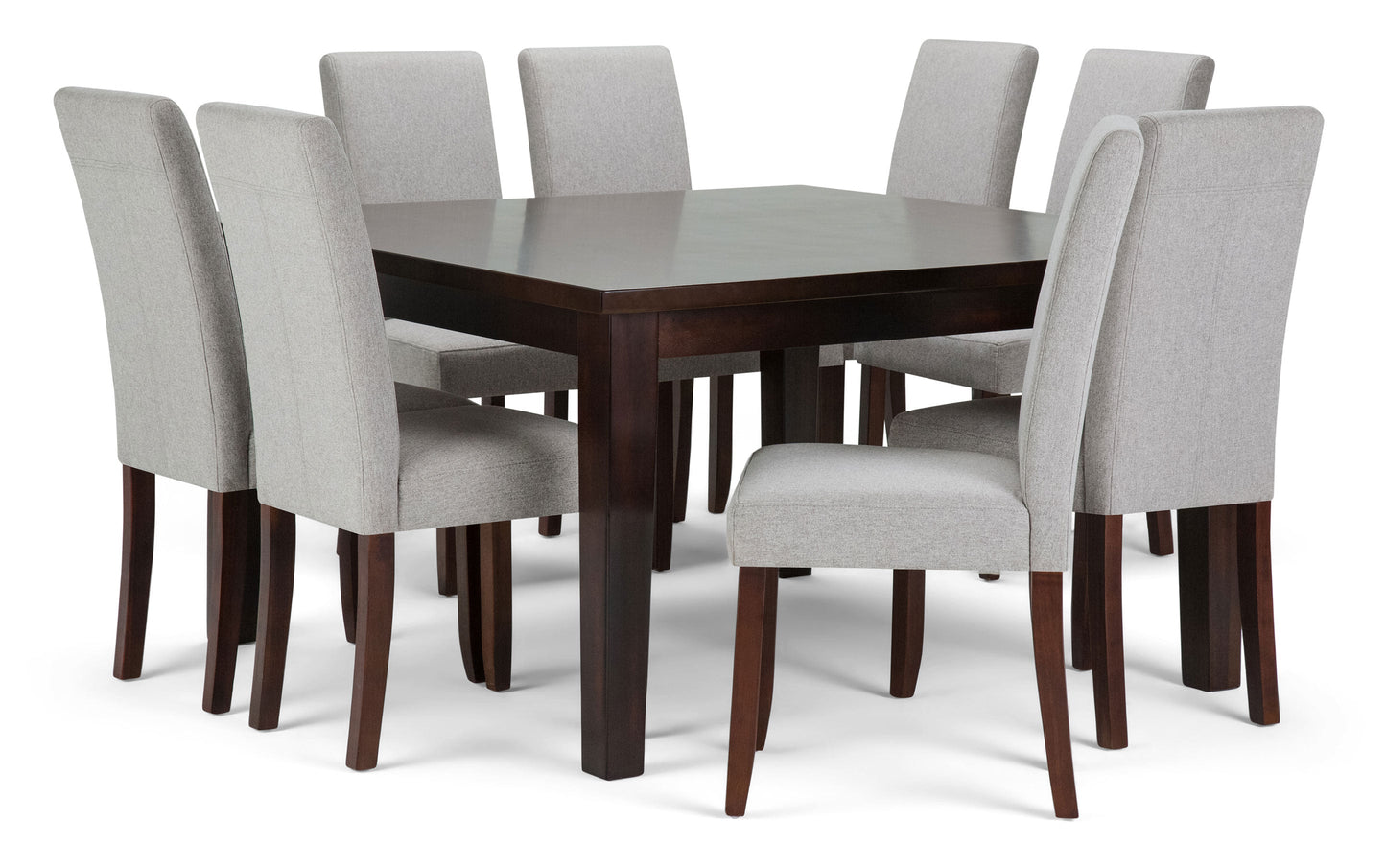 Cloud Grey Linen Style Fabric | Acadian 9 Piece Dining Set