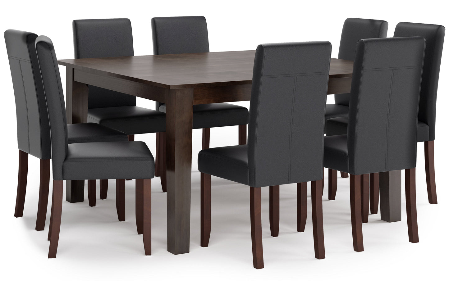 Distressed Black Distressed Vegan Leather | Acadian 9 Piece Dining Set