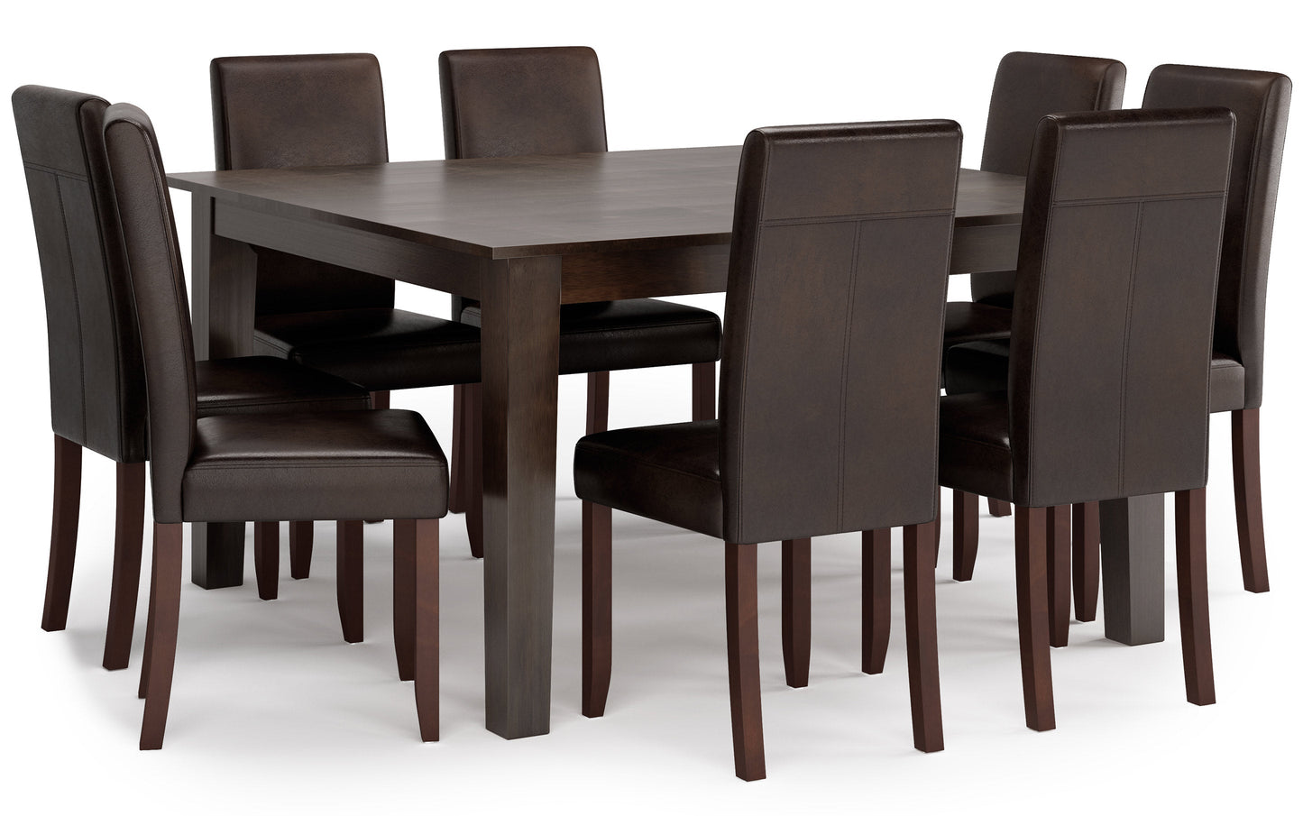 Distressed Brown Distressed Vegan Leather | Acadian 9 Piece Dining Set