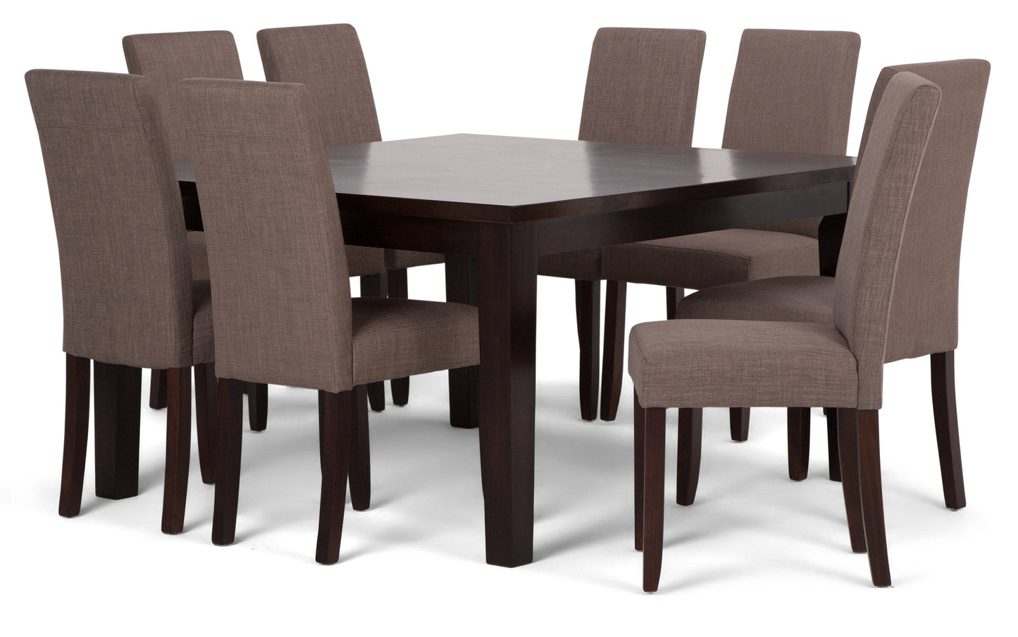 Light Mocha Linen Style Fabric | Acadian 9 Piece Dining Set