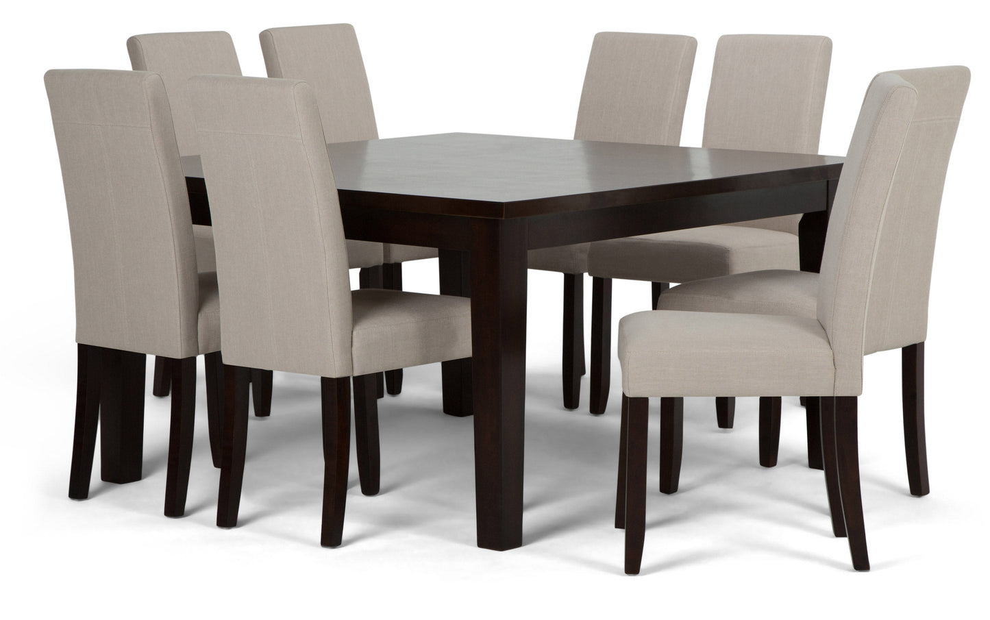 Light Beige Linen Style Fabric | Acadian 9 Piece Dining Set