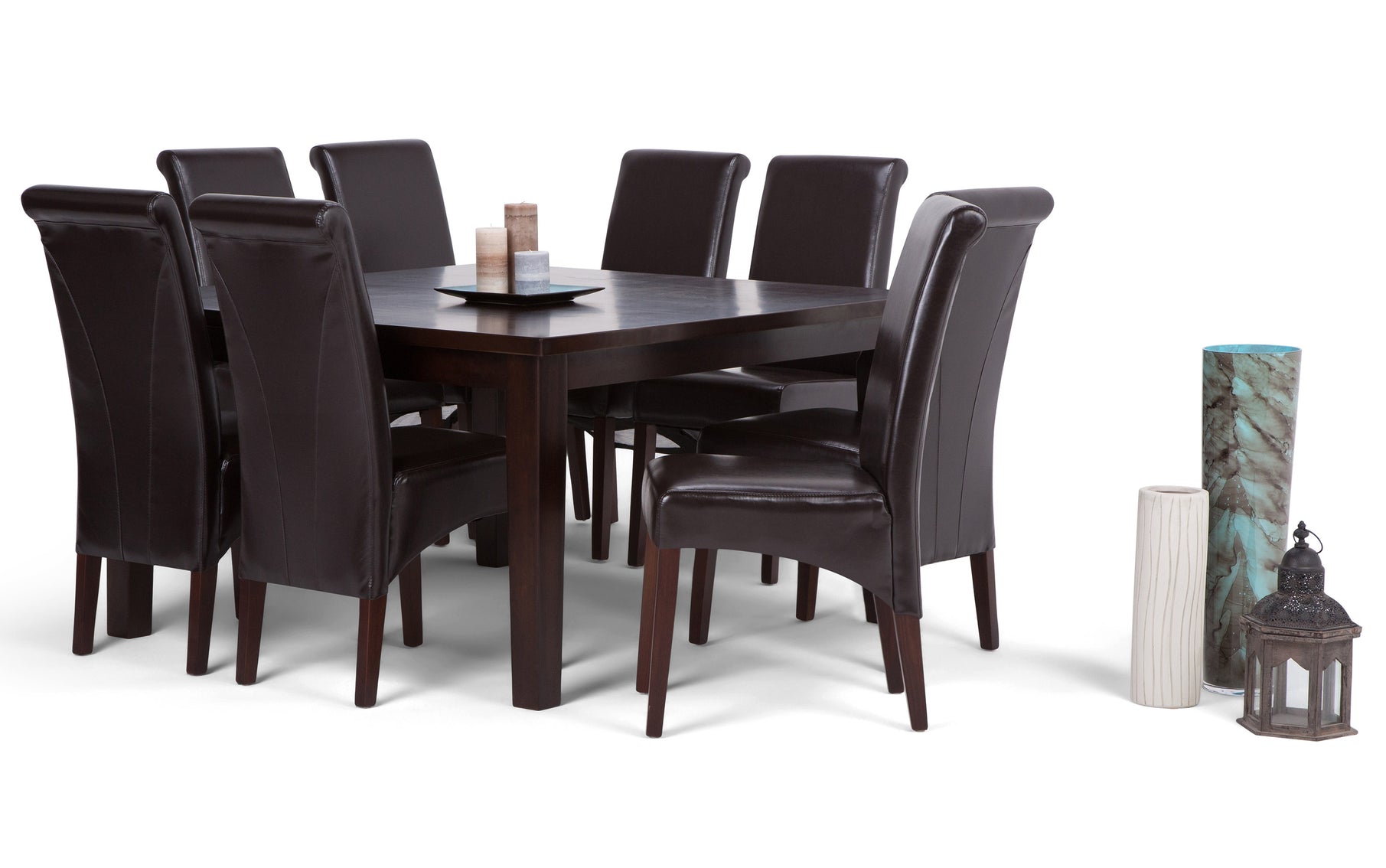 Tanners Brown Vegan Leather  | Avalon Large 9 piece Dining Set