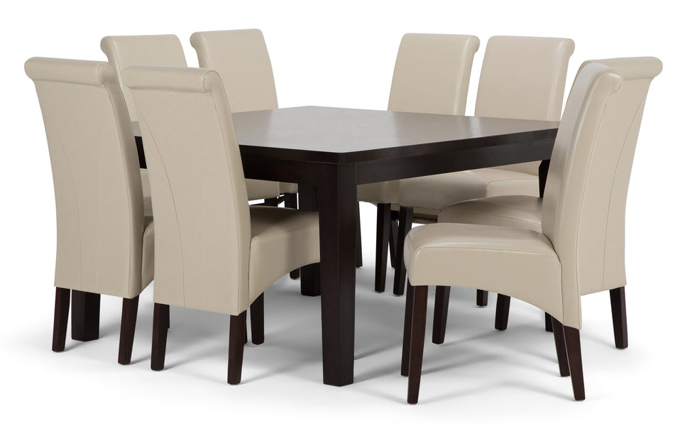 Satin Cream Linen Style Fabric | Avalon Large 9 piece Dining Set