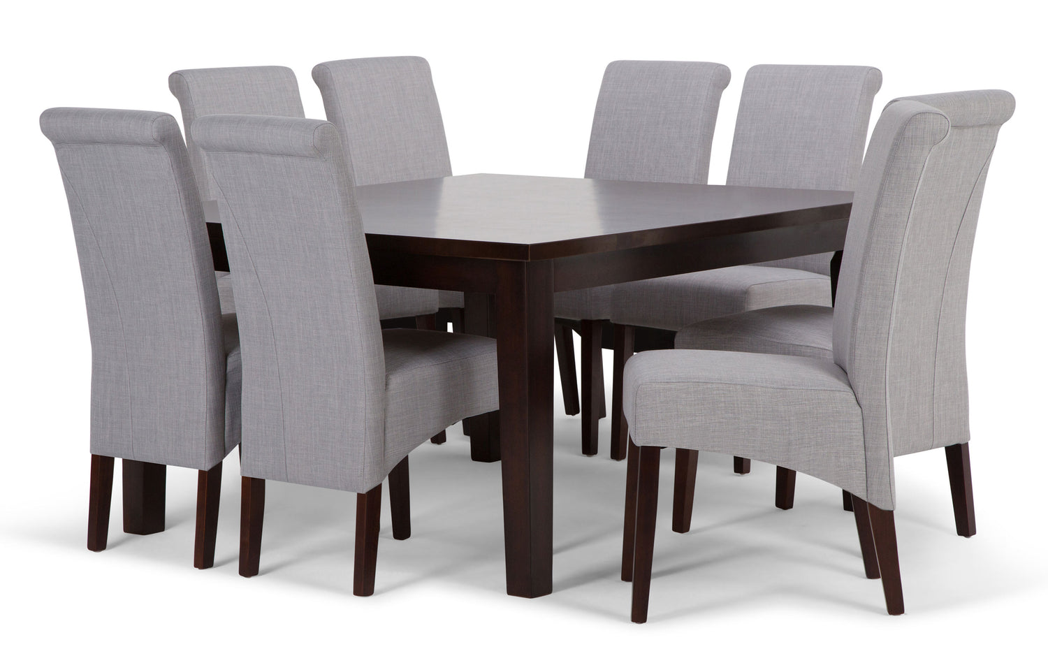 Dove Grey Linen Style Fabric | Avalon Large 9 piece Dining Set