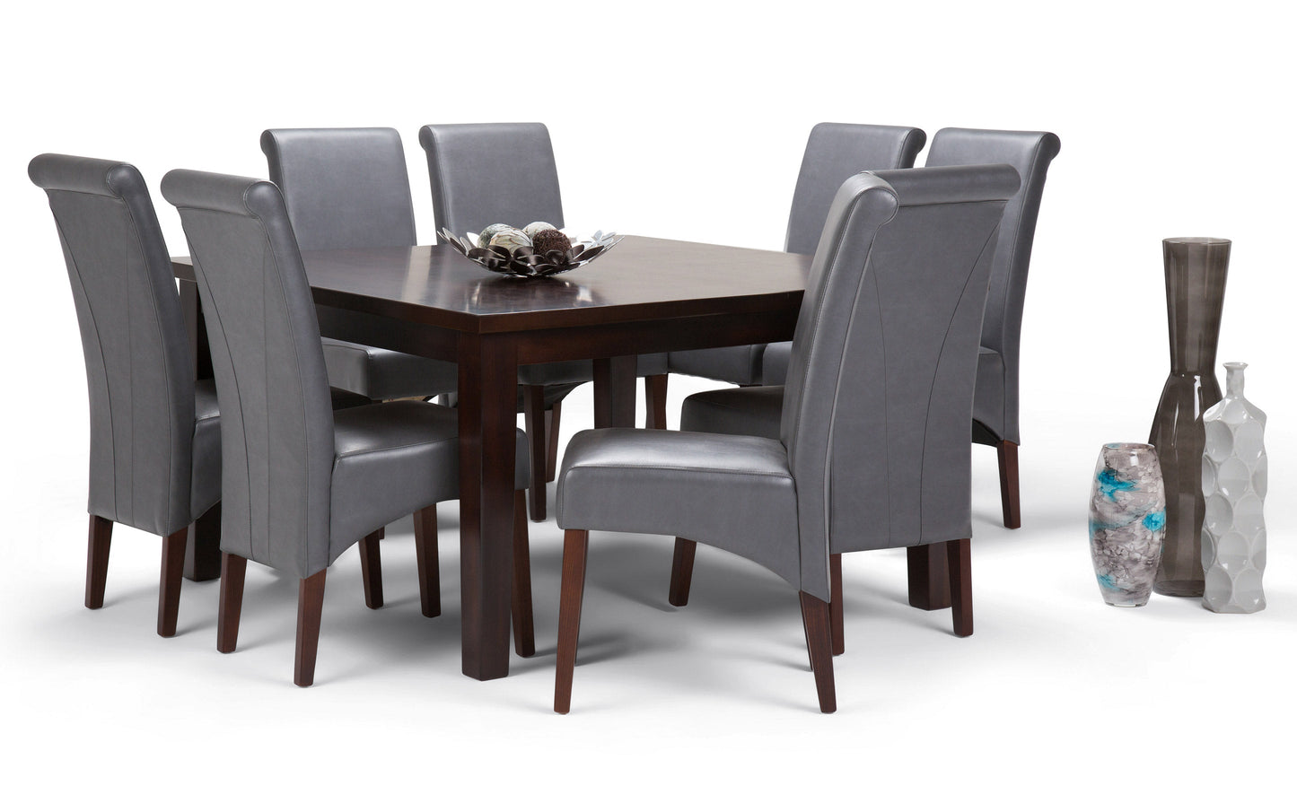 Stone Grey Vegan Leather | Avalon Large 9 piece Dining Set