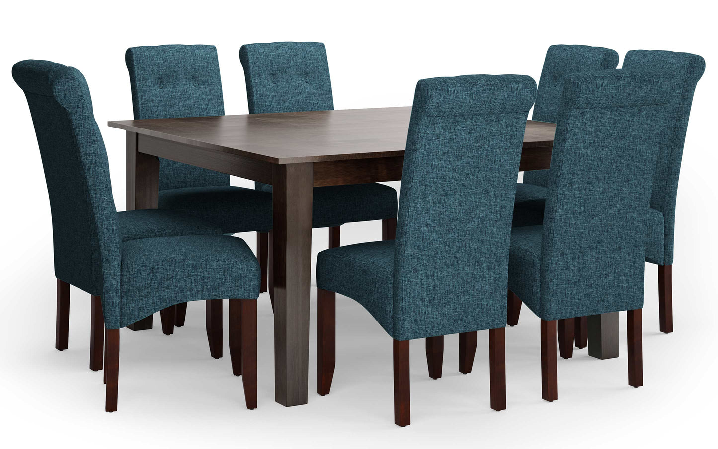 Denim Blue Linen Style Fabric | Cosmopolitan Large 9 piece Dining Set