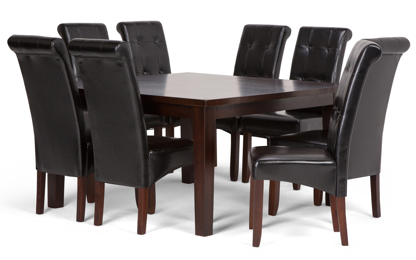 Midnight Black Vegan Leather | Cosmopolitan Large 9 piece Dining Set