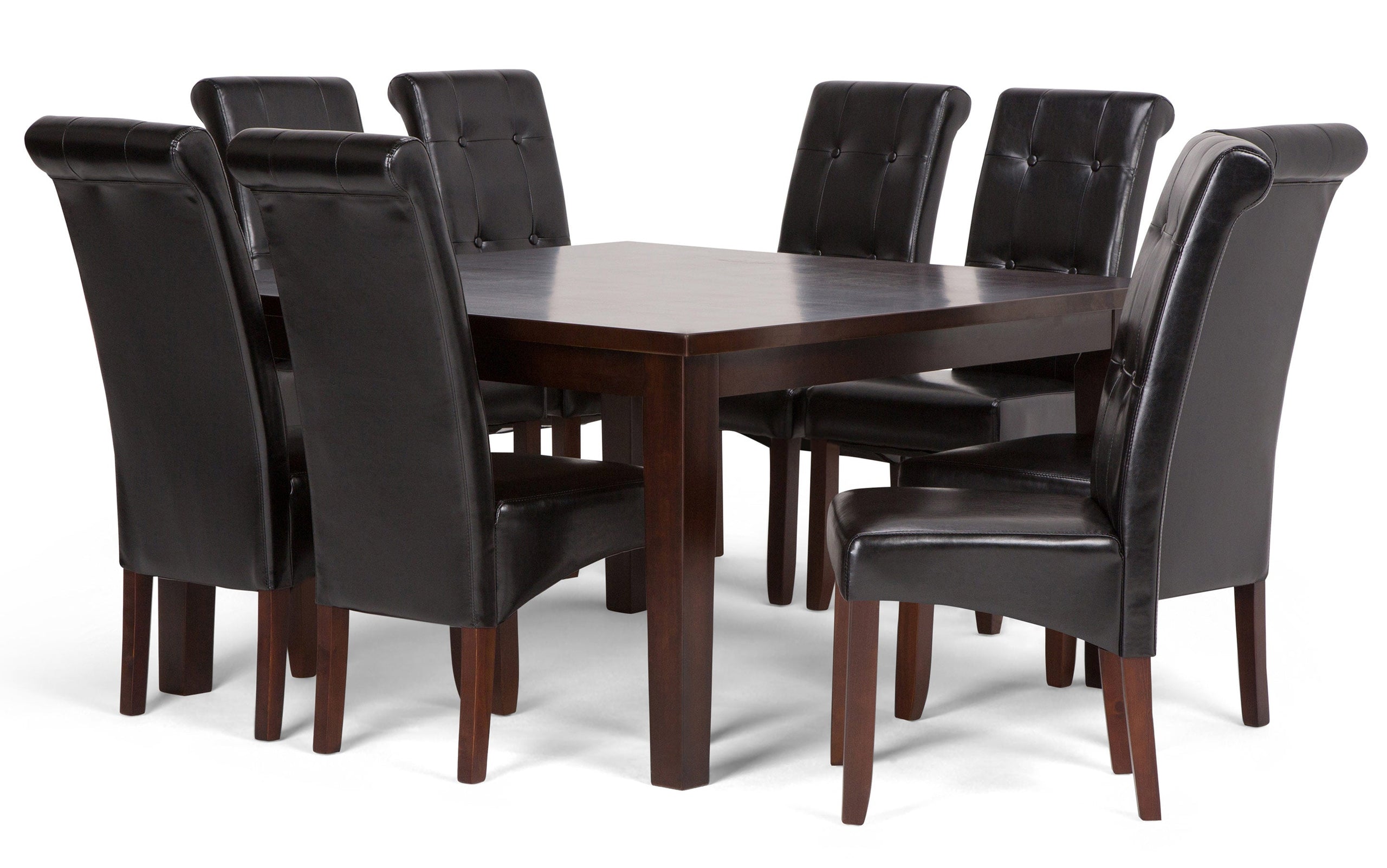 Midnight Black Vegan Leather | Cosmopolitan Large 9 piece Dining Set