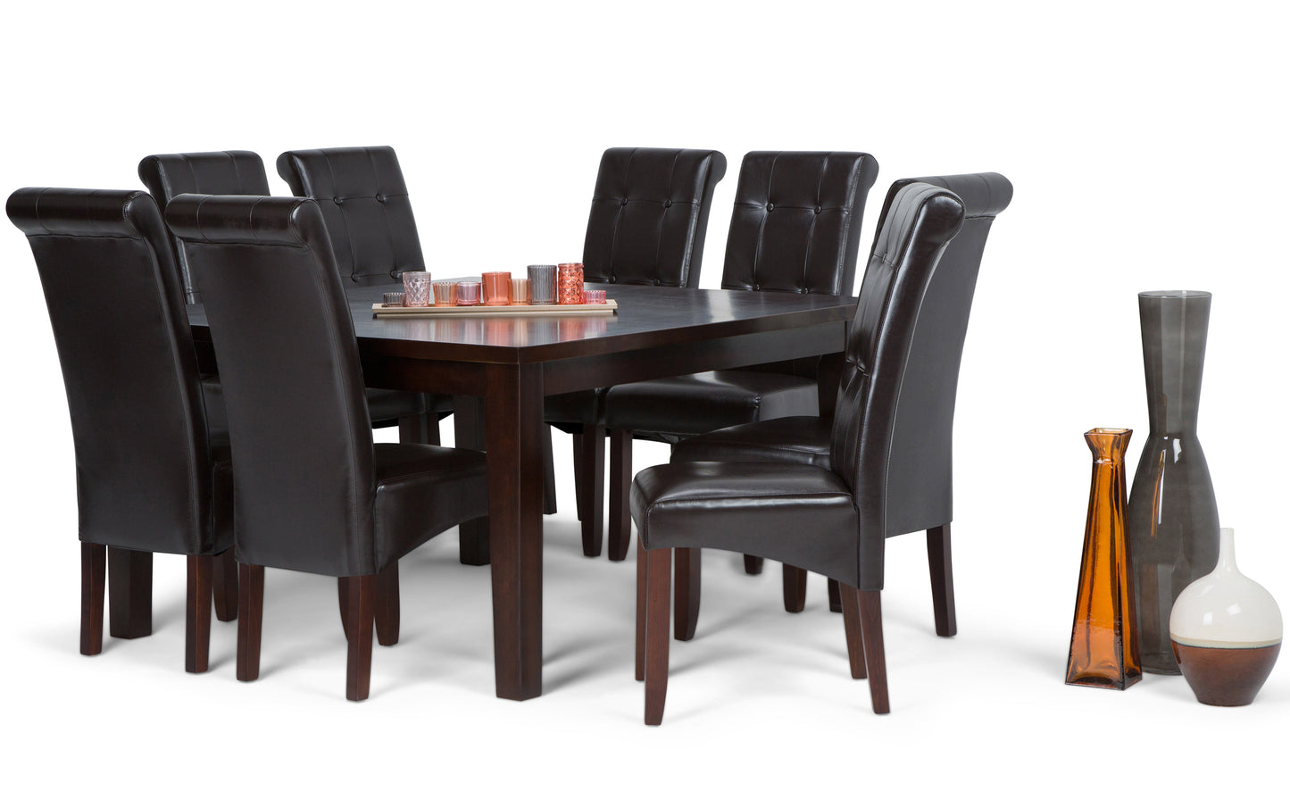 Tanners Brown Vegan Leather | Cosmopolitan Large 9 piece Dining Set