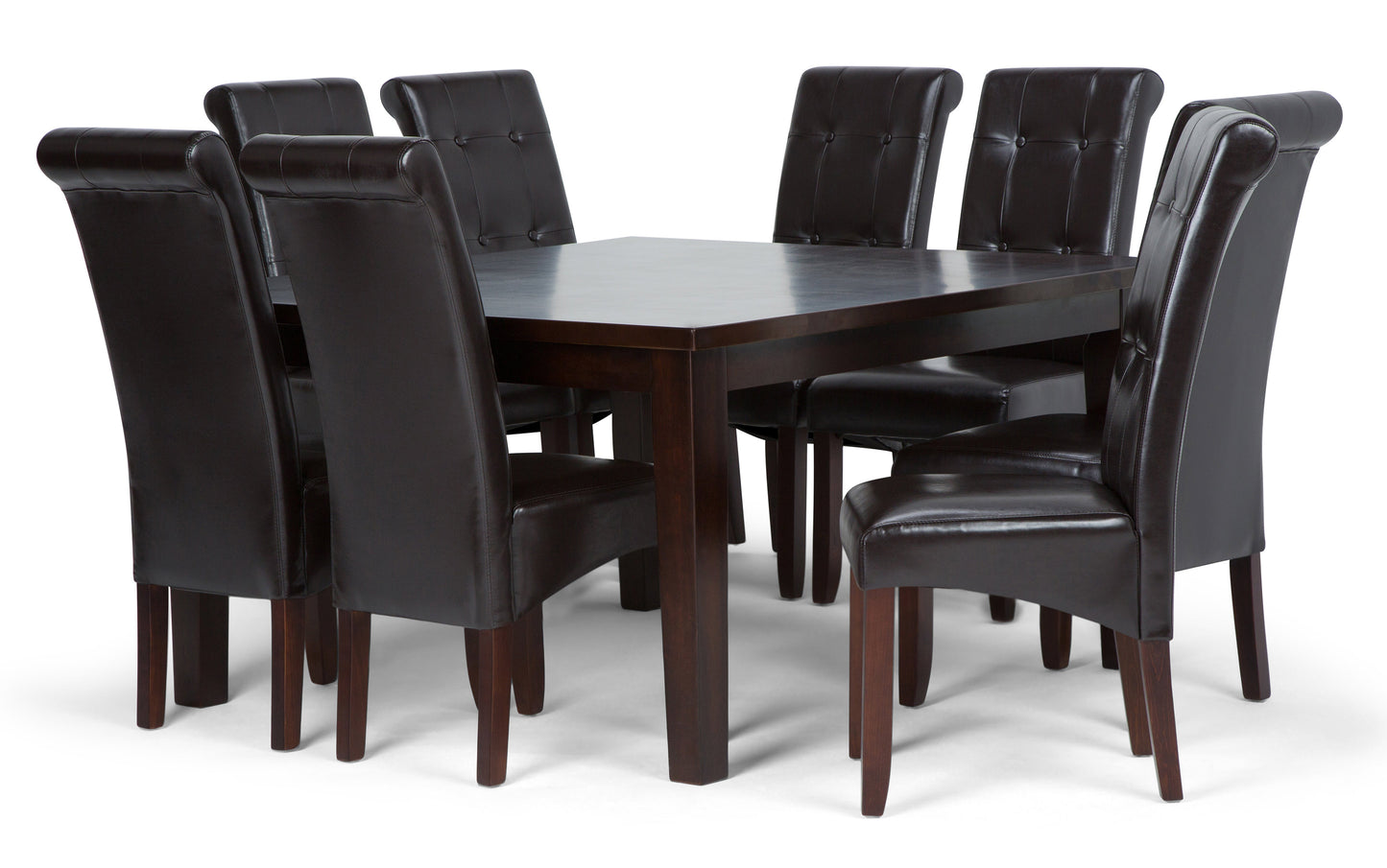 Tanners Brown Vegan Leather | Cosmopolitan Large 9 piece Dining Set