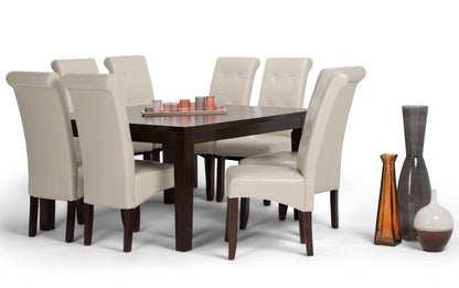 Satin Cream Vegan Leather | Cosmopolitan Large 9 piece Dining Set