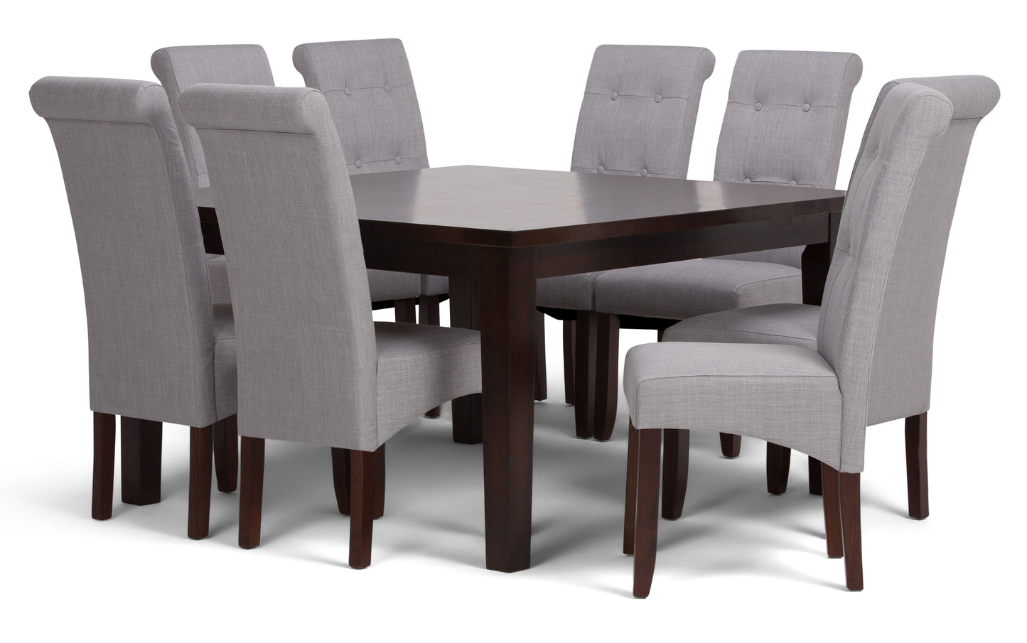 Dove Grey Linen Style Fabric | Cosmopolitan Large 9 piece Dining Set