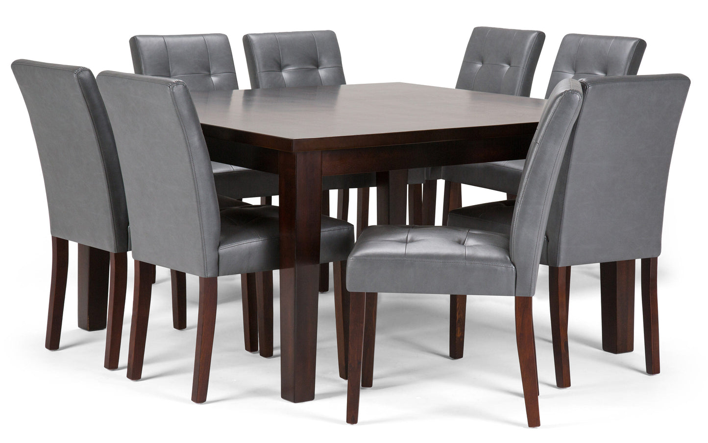 Stone Grey Vegan Leather | Andover 9 Piece Dining Set