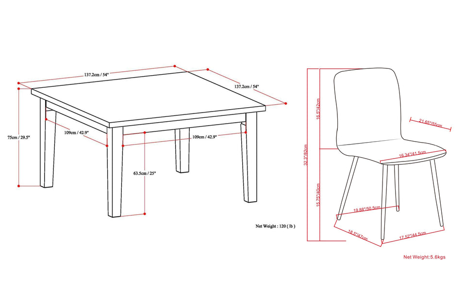 Slate Grey | Rosemead / Eastwood 9 Piece Dining Set