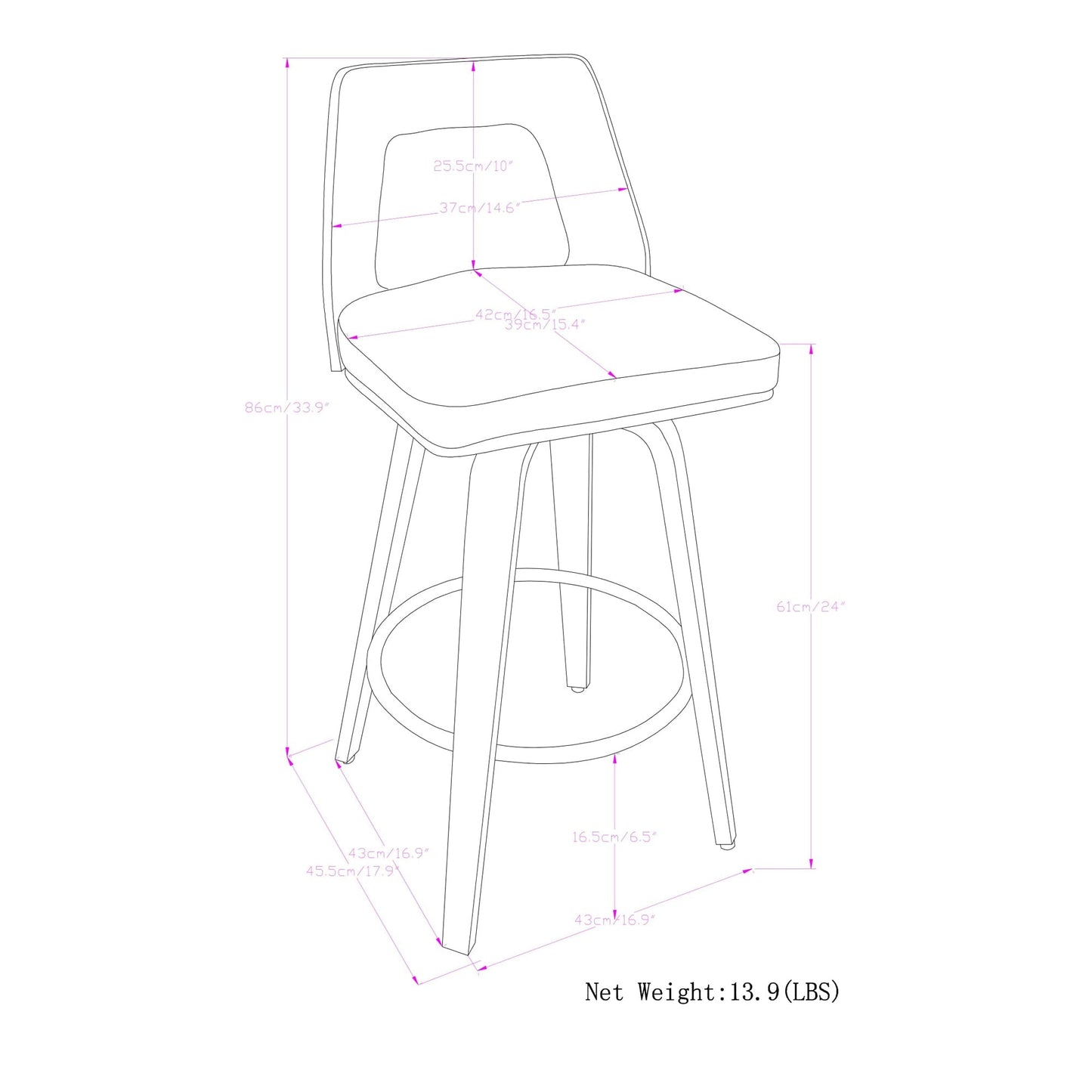 Ellison Bentwood Counter Height Stool (Set of 2)