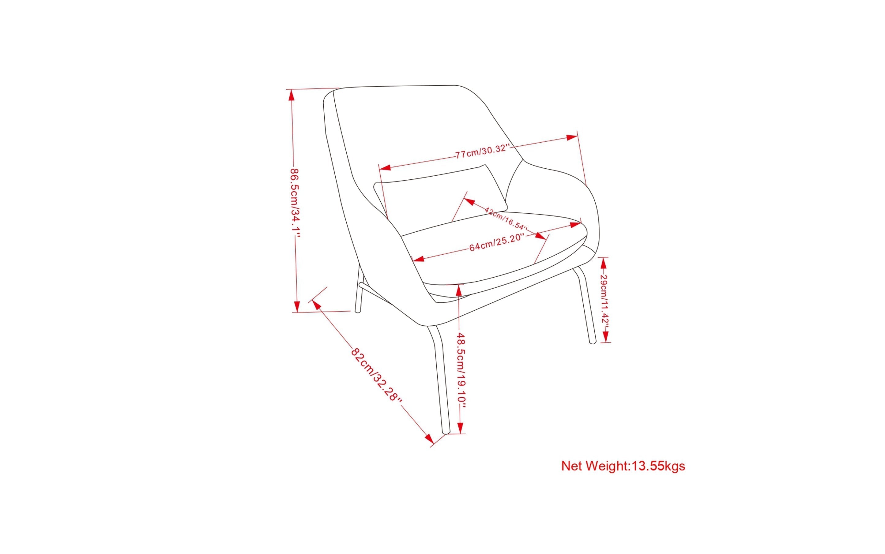 Standard accent chair online dimensions