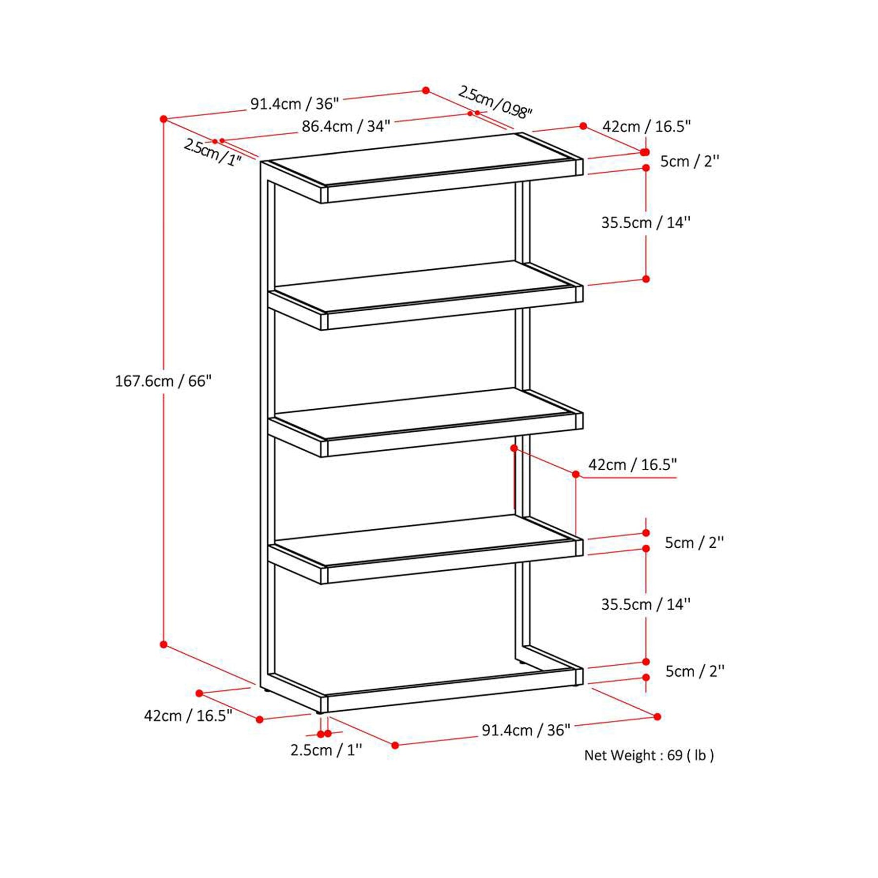 Distressed Charcoal Brown | Erina Bookcase