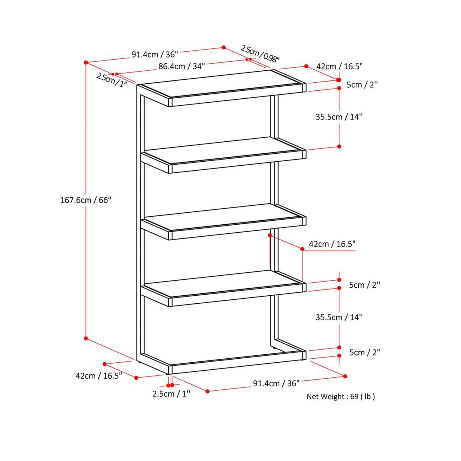 Distressed Charcoal Brown | Erina Bookcase