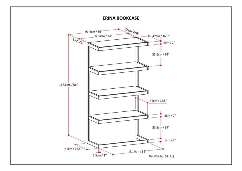 Rustic Natural Aged Brown | Erina Bookcase