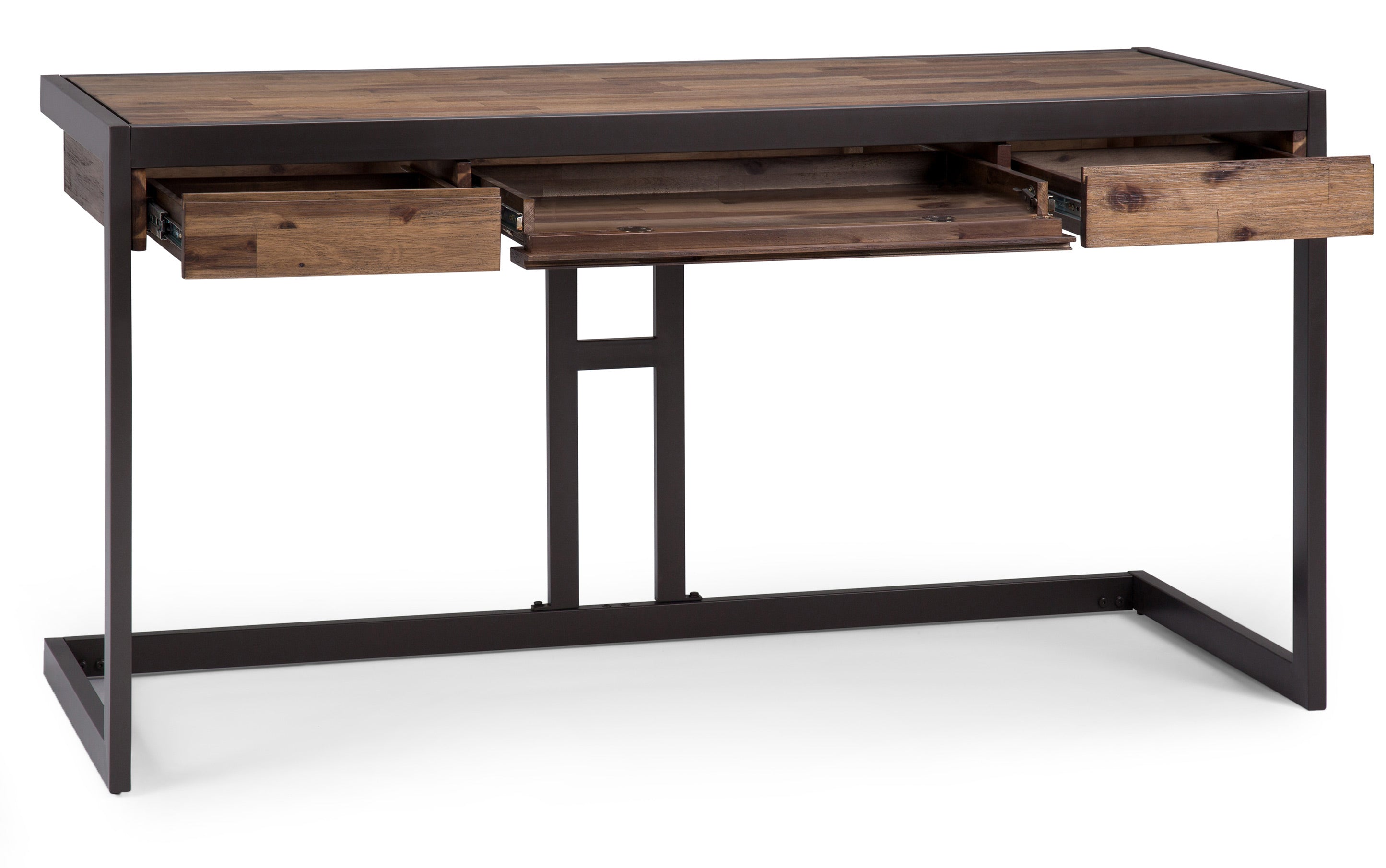 Top No Tools Computer Desk, Rustic Brown