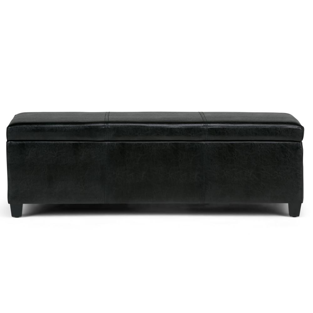 Midnight Black Vegan Leather | Avalon Vegan Leather Storage Ottoman