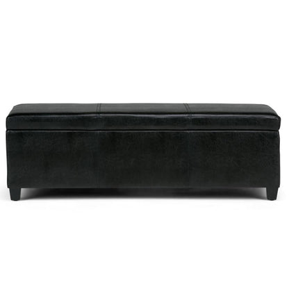 Midnight Black Vegan Leather | Avalon Vegan Leather Storage Ottoman