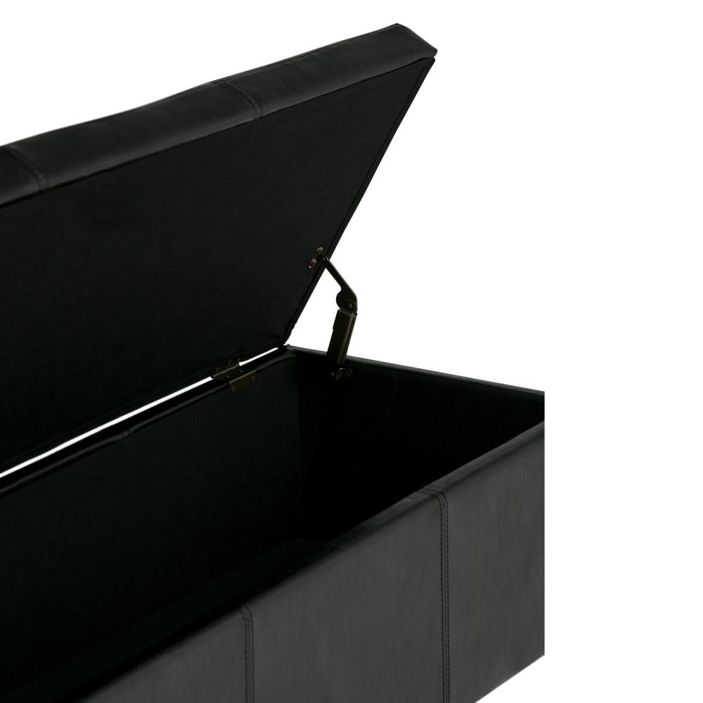 Midnight Black Vegan Leather | Avalon Vegan Leather Storage Ottoman