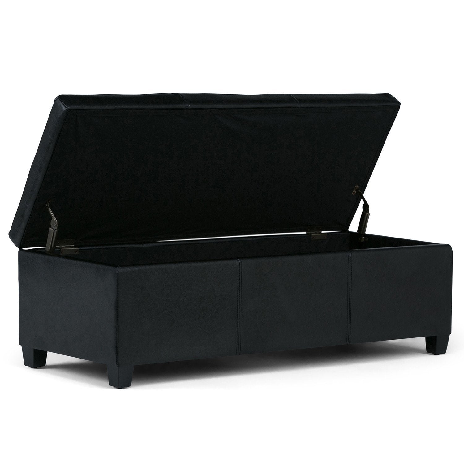 Midnight Black Vegan Leather | Avalon Vegan Leather Storage Ottoman