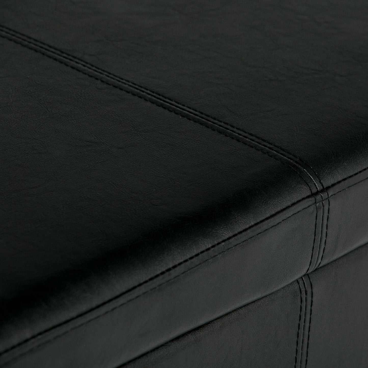 Midnight Black Vegan Leather | Avalon Vegan Leather Storage Ottoman