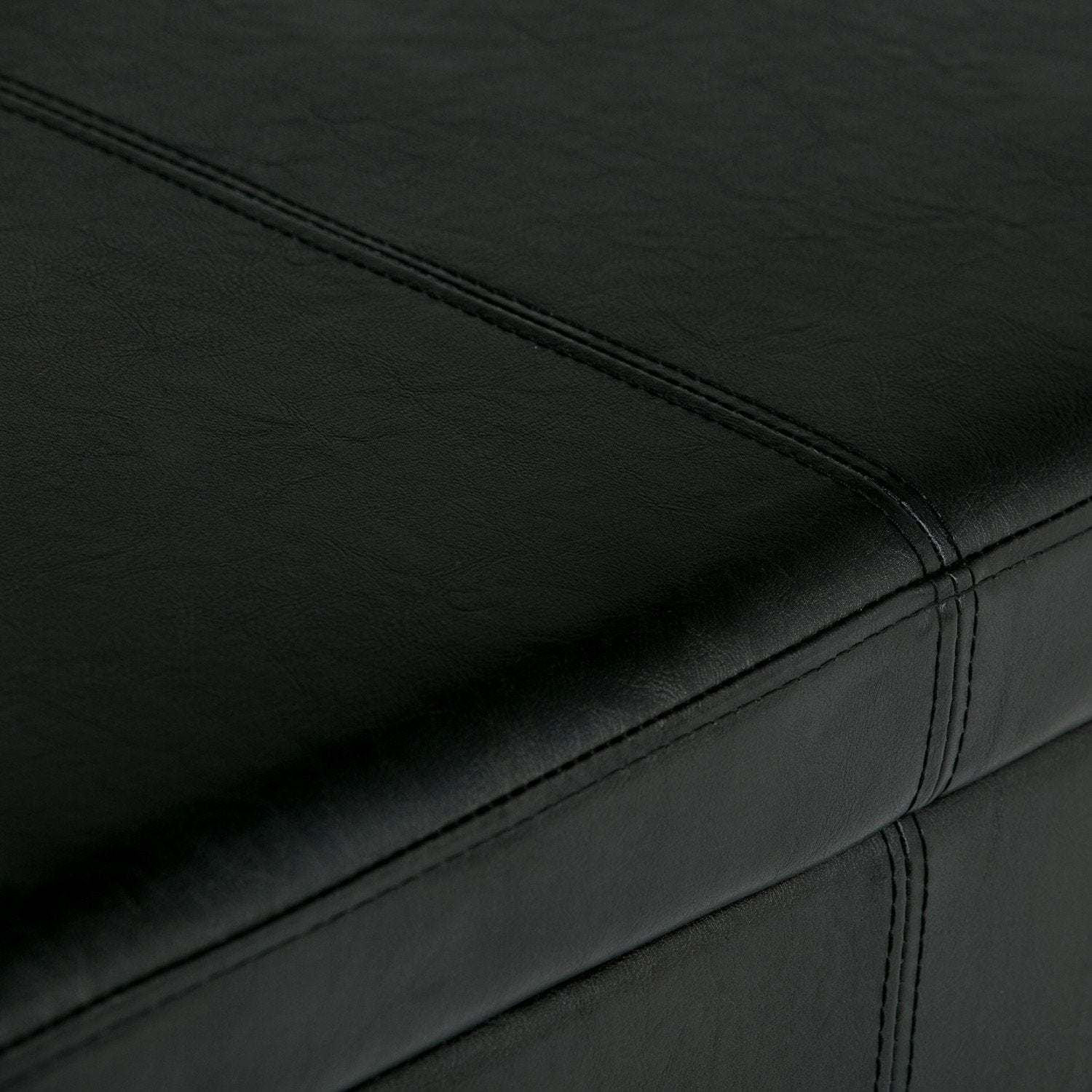 Midnight Black Vegan Leather | Avalon Vegan Leather Storage Ottoman