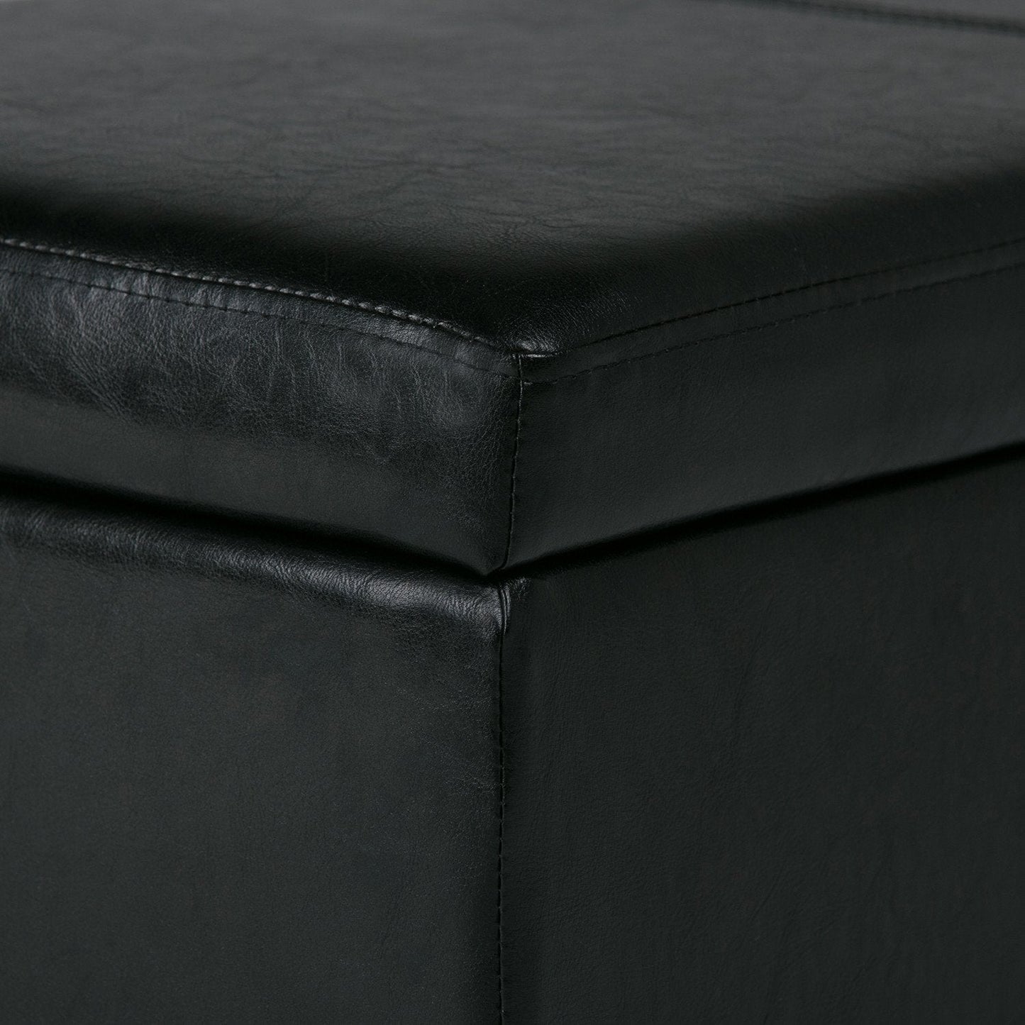 Midnight Black Vegan Leather | Avalon Vegan Leather Storage Ottoman